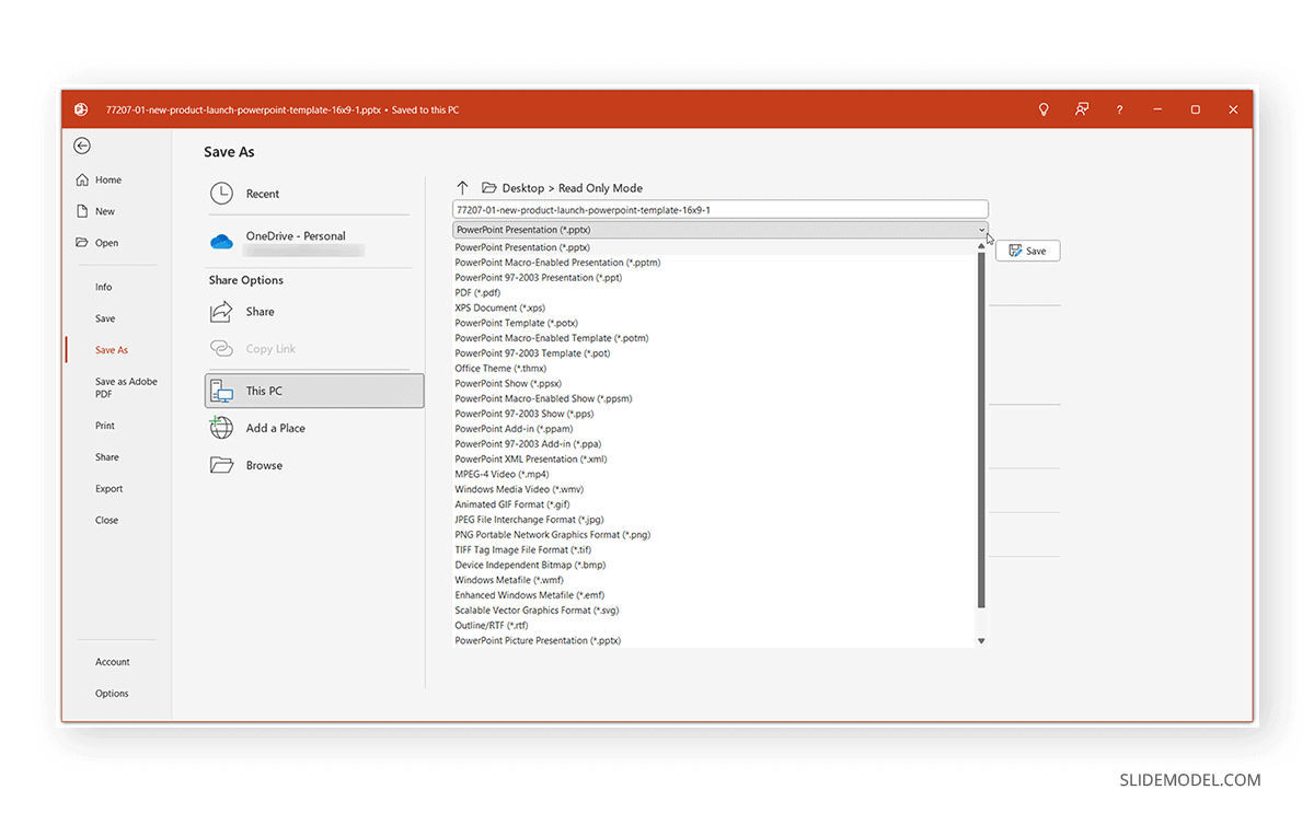 How to save a PowerPoint as a new file