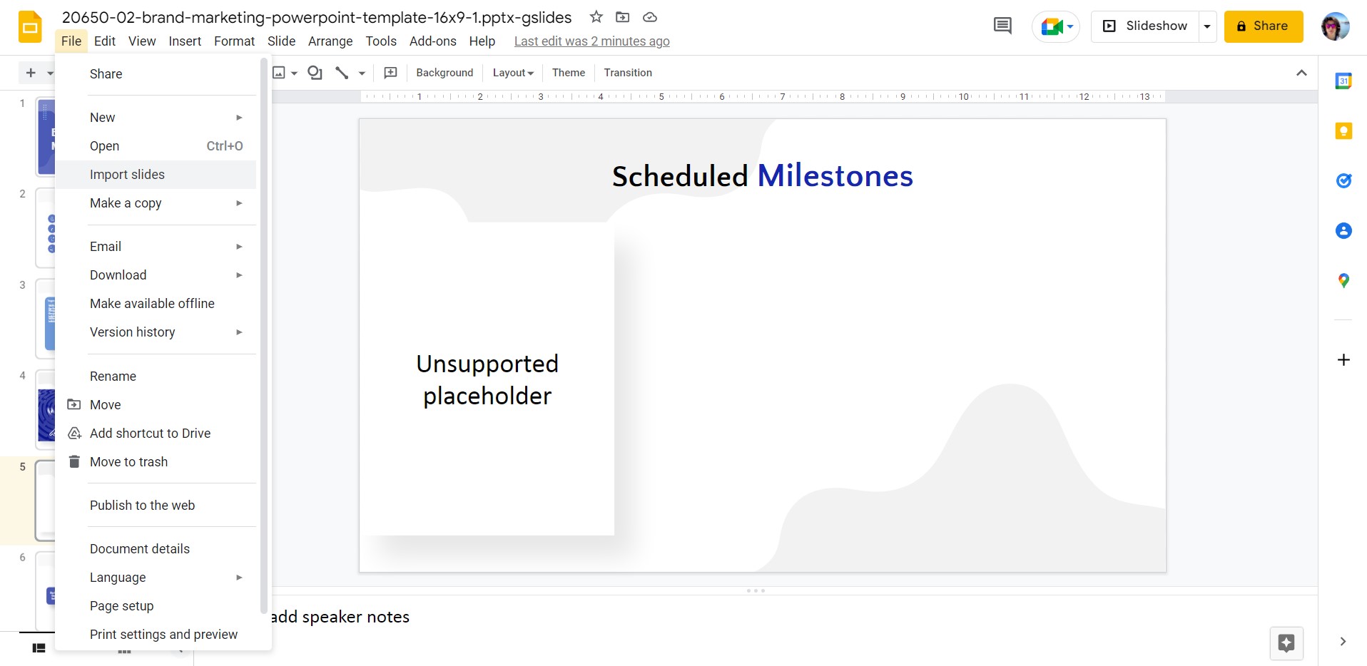 accessing import Slides in Google Slides