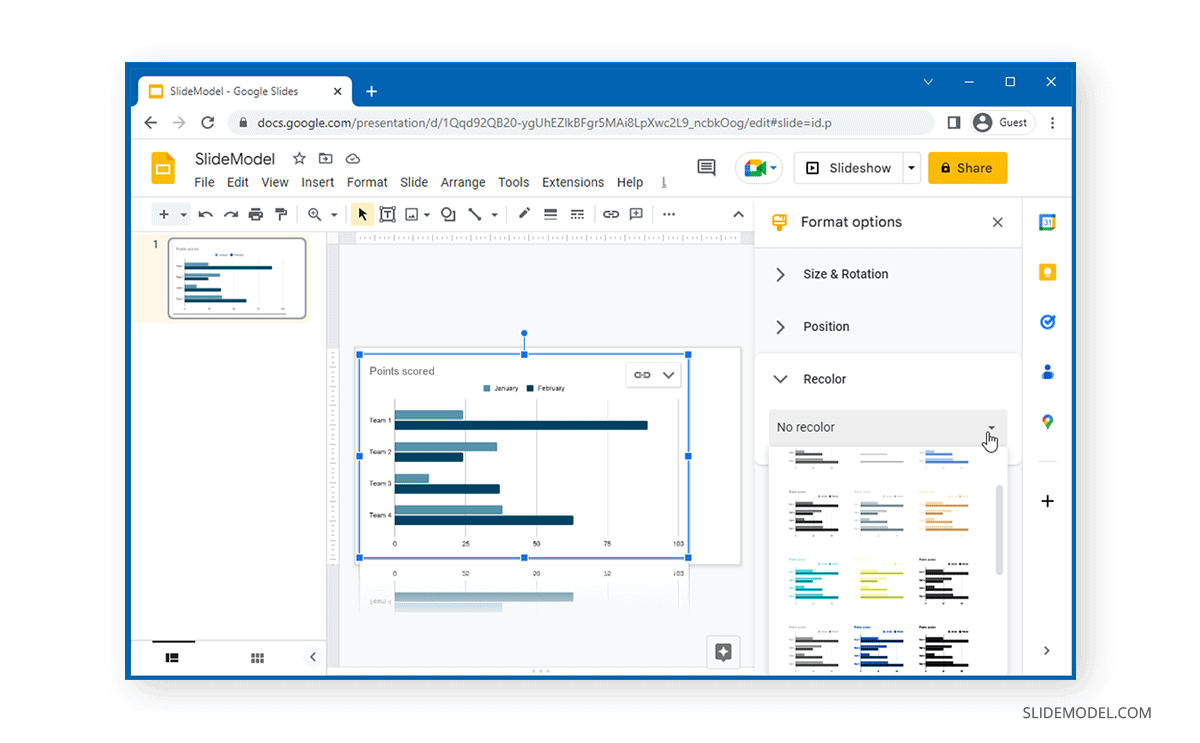 Recolor for charts in Google Slides