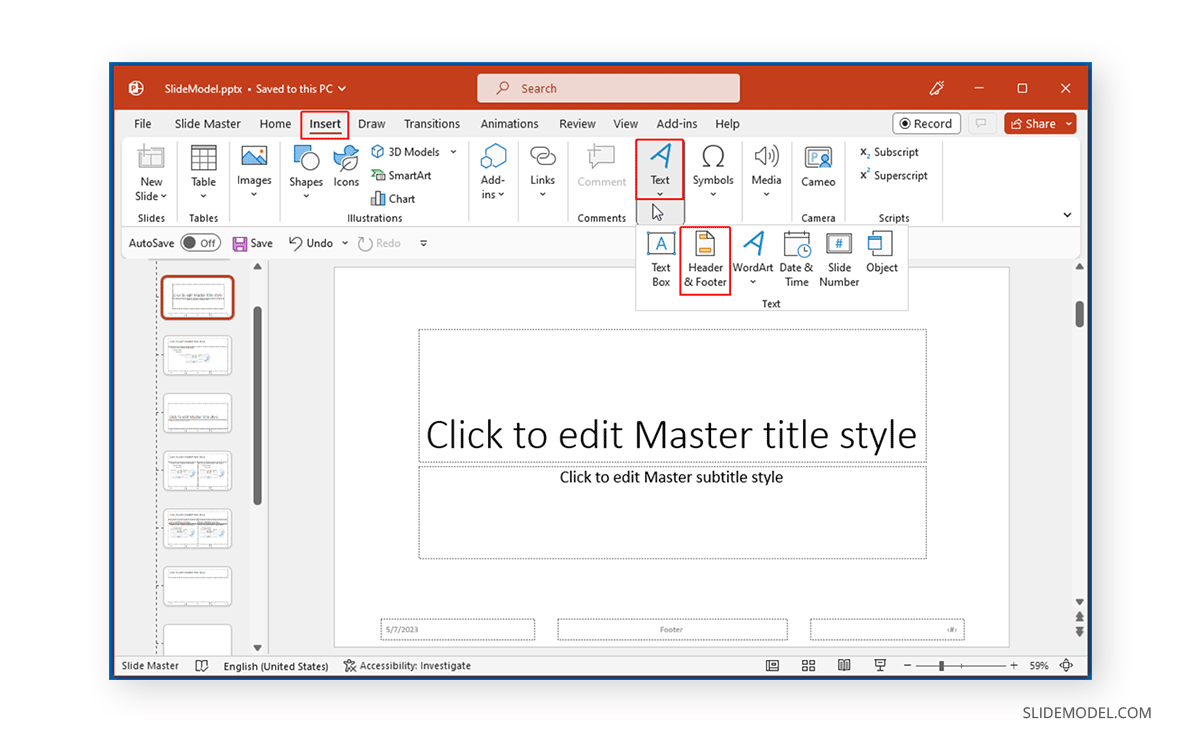 Edit Header in SlideMaster in PowerPoint
