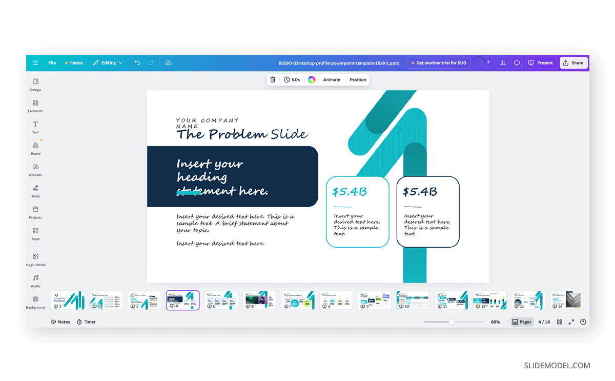 PPT template in Canva with messed up fonts