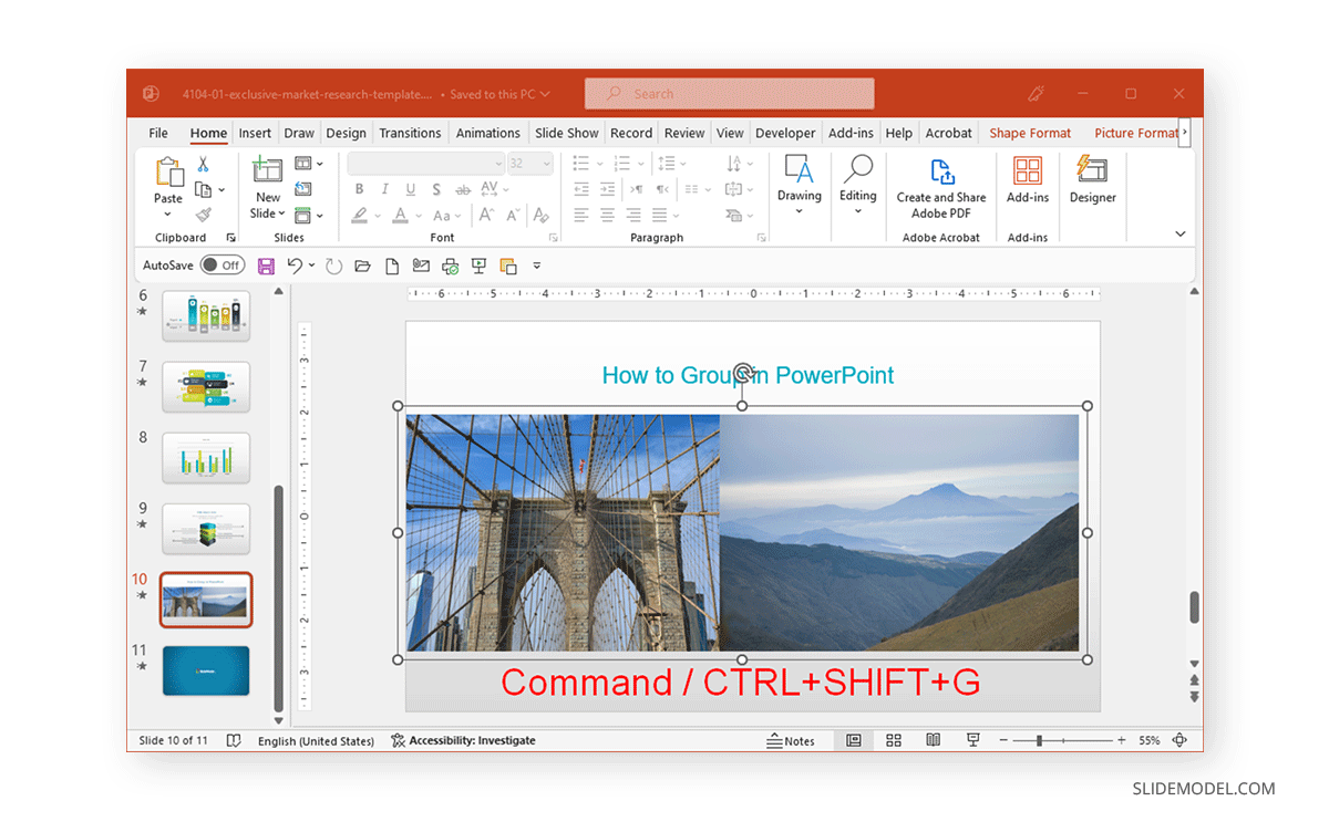 PPT ungroup shortcut