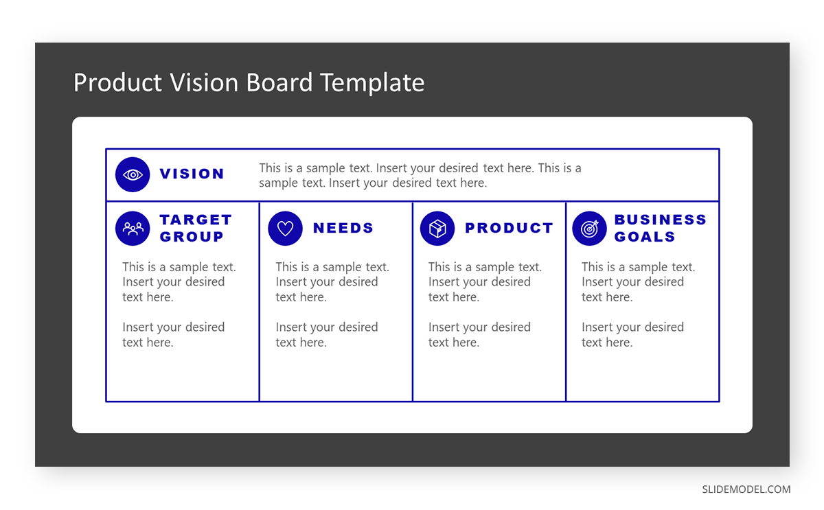 Product vision board template by SlideModel