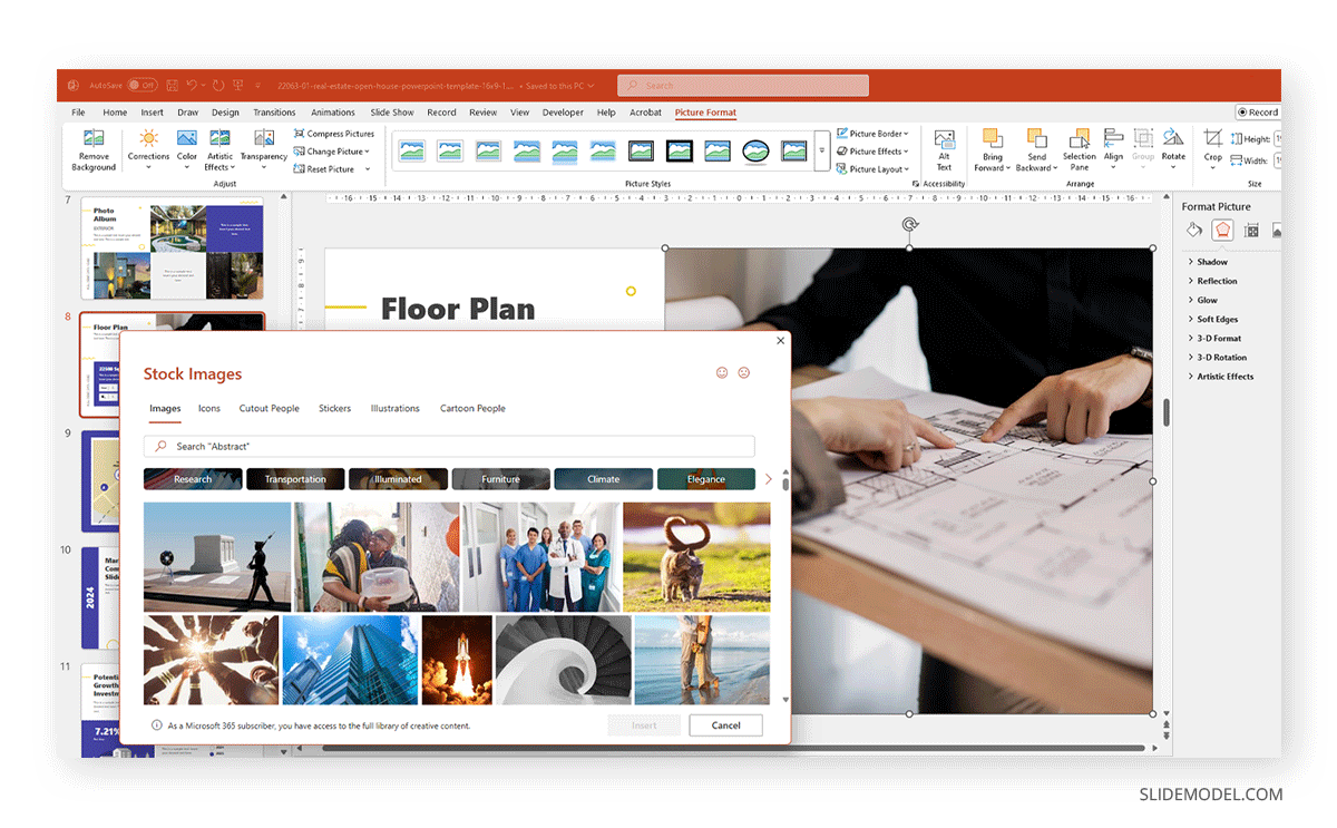 Picture Format in PowerPoint in use