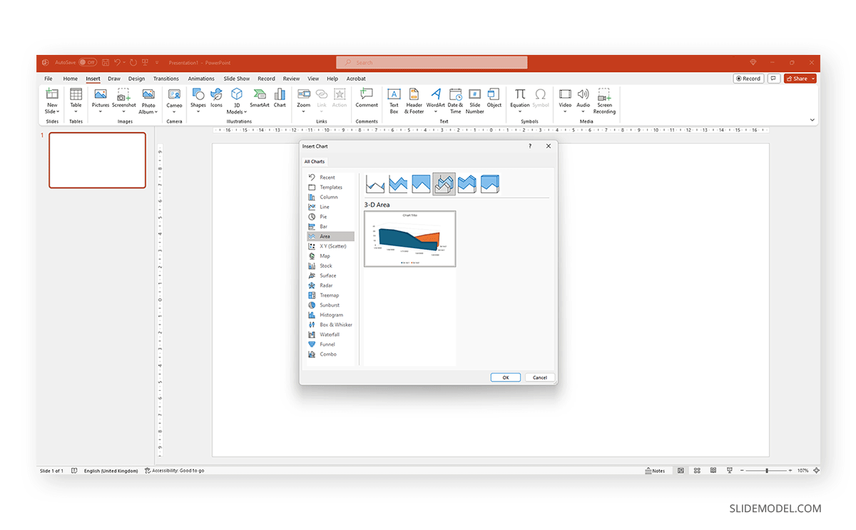 Select chart type in PowerPoint