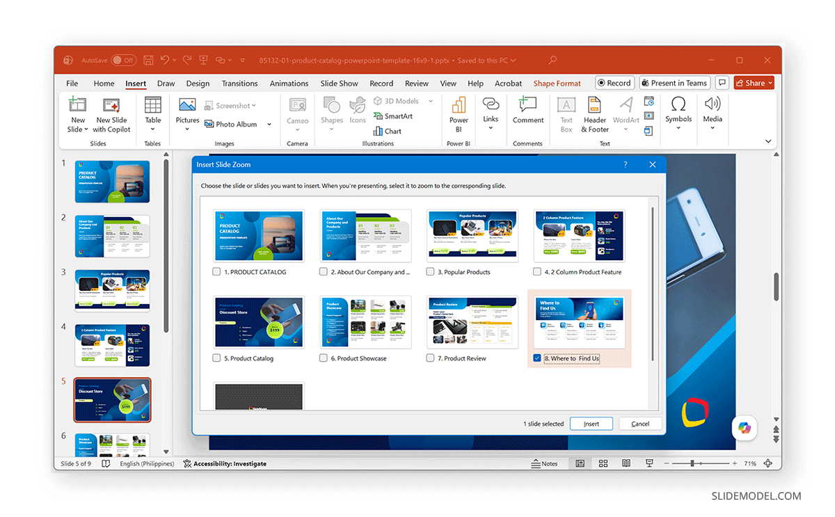 How to add slide zoom in PowerPoint