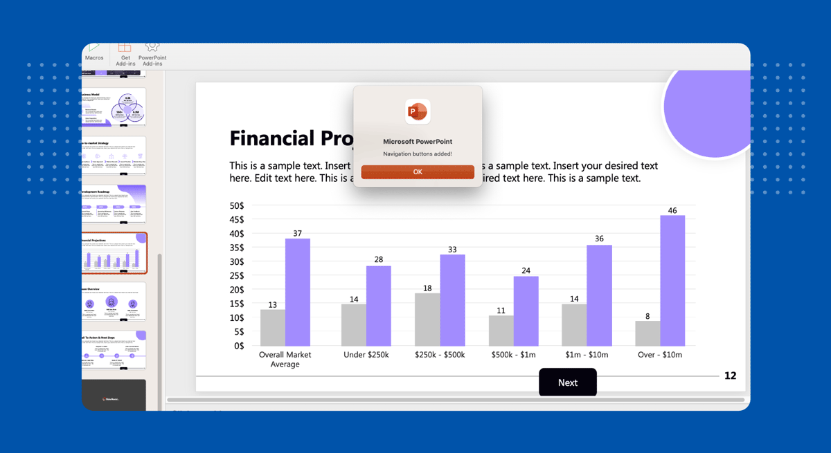 Script for adding navigation buttons in PowerPoint