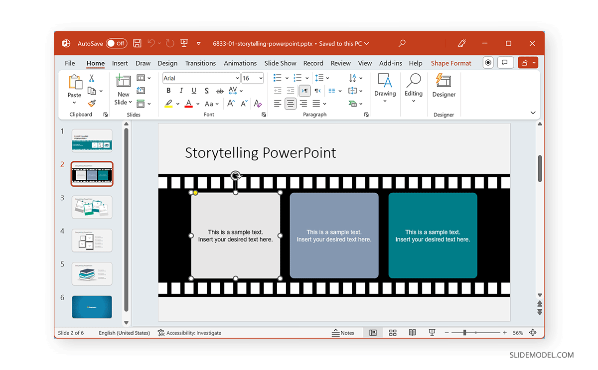 Edit storyboard PowerPoint template