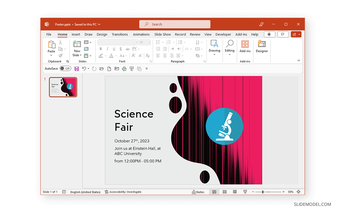 Example of a poster created in PowerPoint