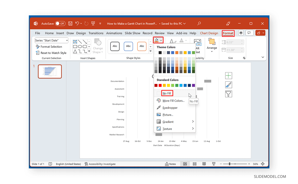 Format chart design in PowerPoint