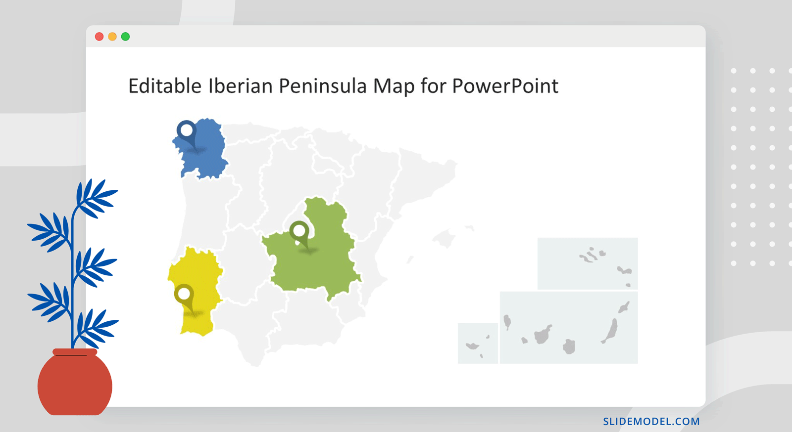 Iberia Peninsula Map PPT Template