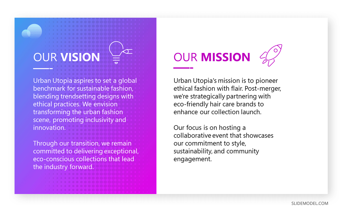 Mission and Vision statements presented on a Sponsorship Deck