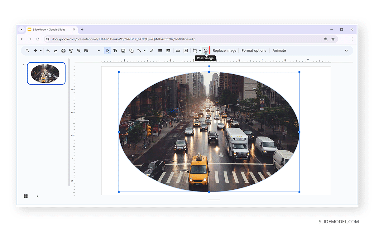 Reset image option in Google Slides