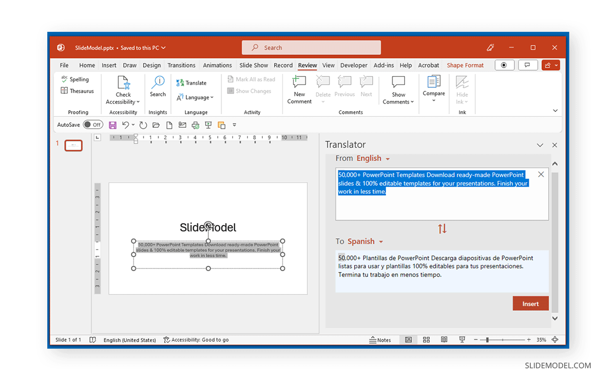 Translate PowerPoint to Spanish