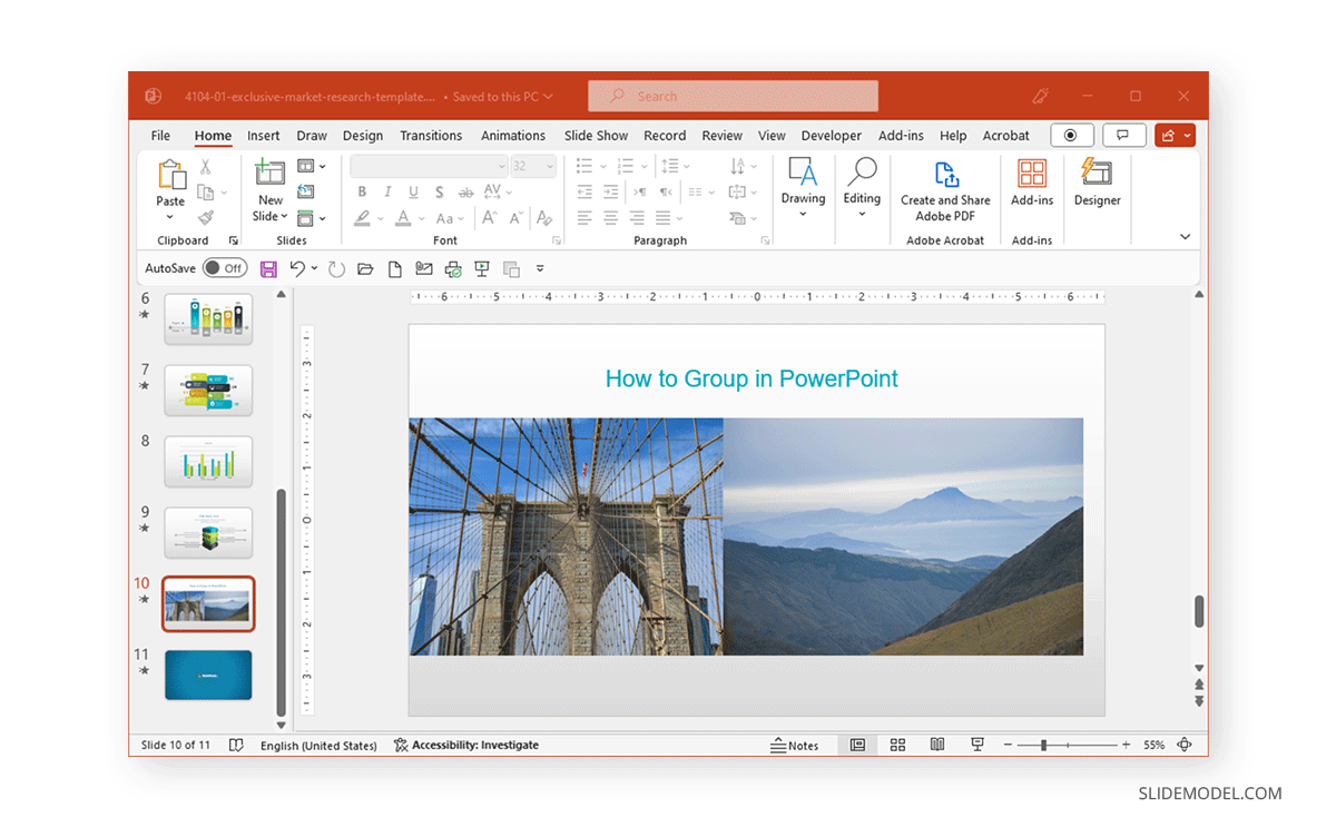 Ungrouped images in PowerPoint