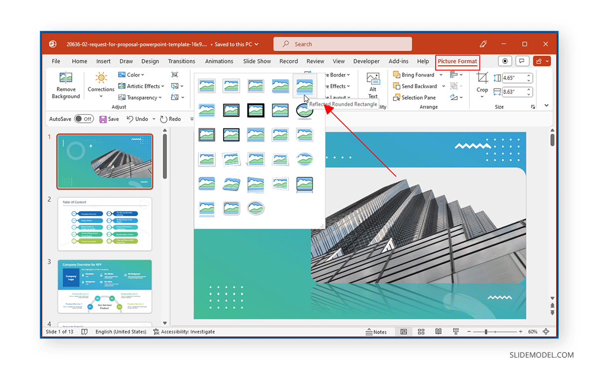 Adding a frame to an image in PowerPoint