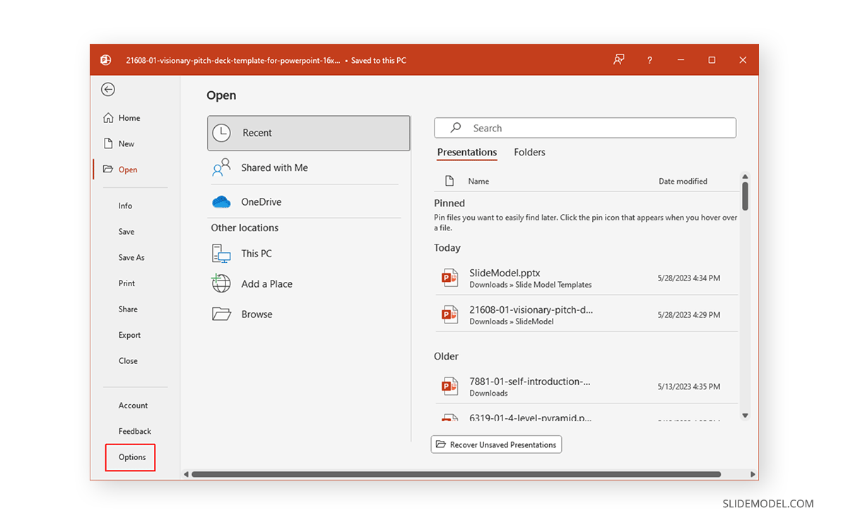 Developer options in PowerPoint