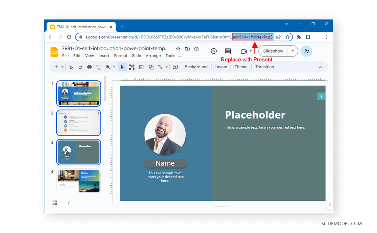 Copy of Google Slides in presentation mode