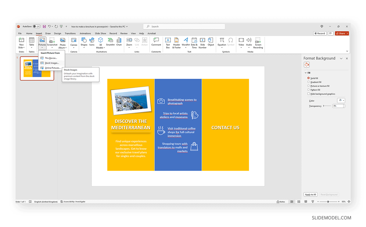 Inserting stock images in PowerPoint