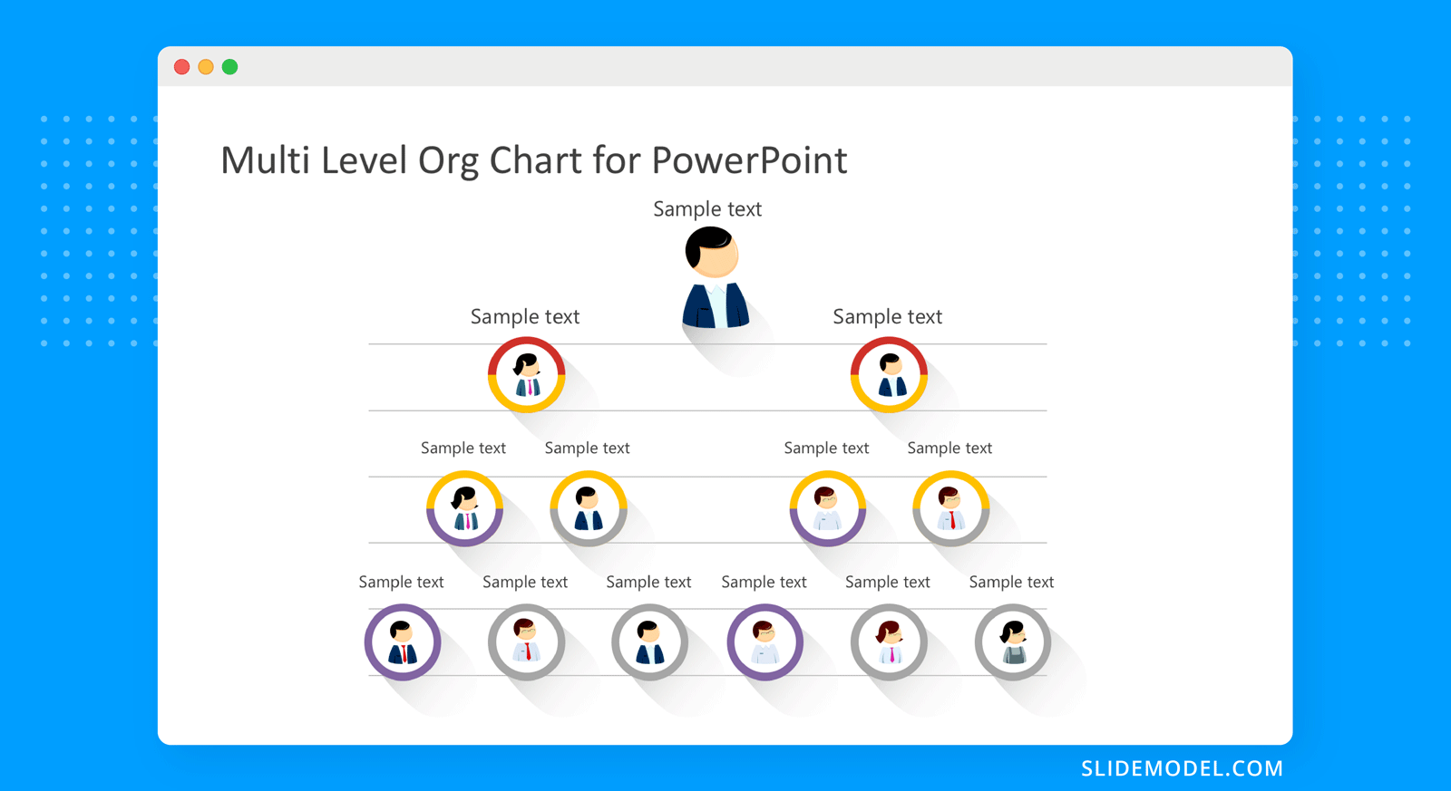 Multi-level org chart PowerPoint template design