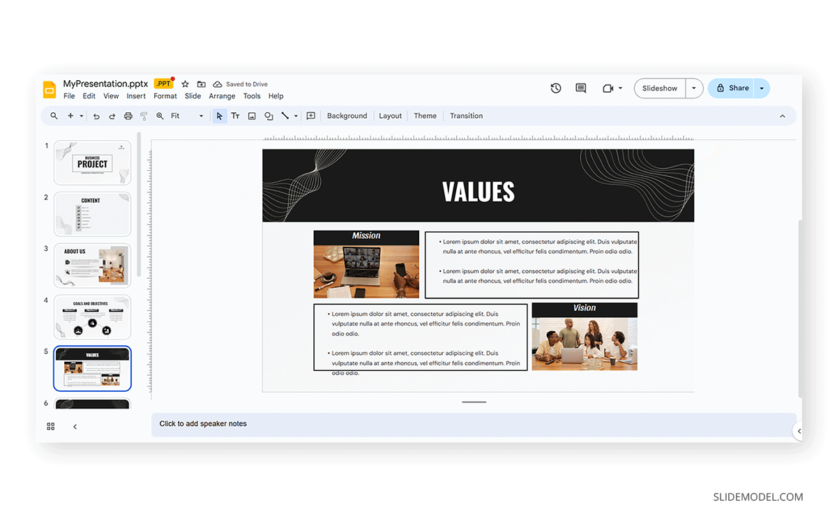 Editable Google Slides presentation from Canva