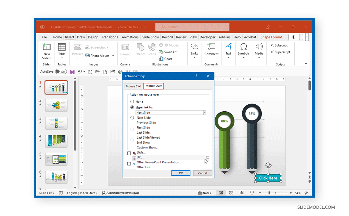 Mouse Over behavior for action button in PowerPoint