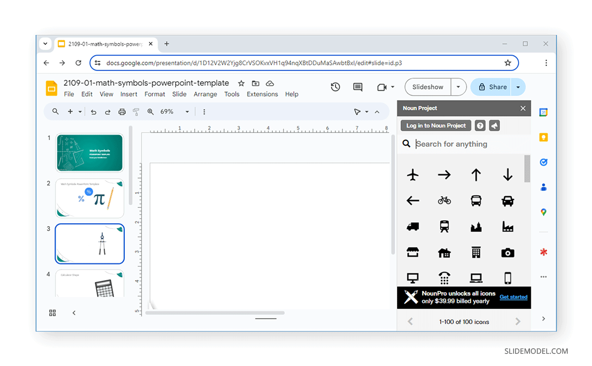 The Noun Project extension for Google Slides