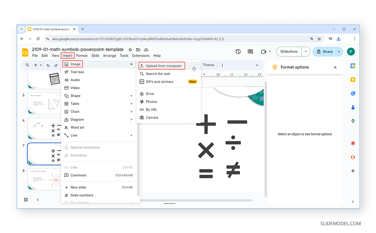 Inserting an image to Google Slides