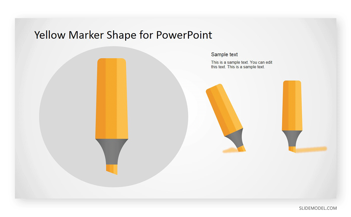 Yellow highlighter PowerPoint shape template by SlideModel