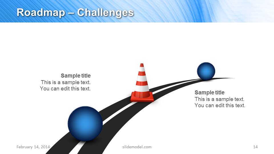 Roadmap Challenges Timeline Design with Traffic Cone & Spheres