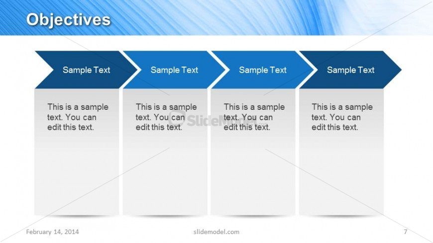 4 Chevron Arrows for Objectives Slide Design in PowerPoint