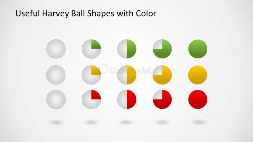 Colorful Harvey Ball Icons for PowerPoint with 3D spheres