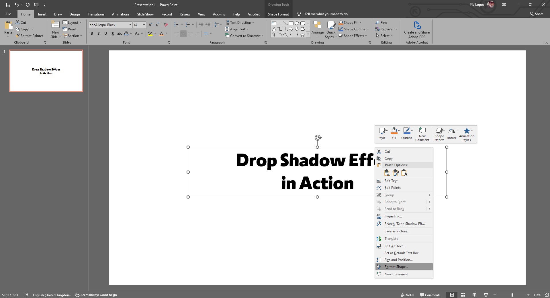 accessing format shape in PowerPoint