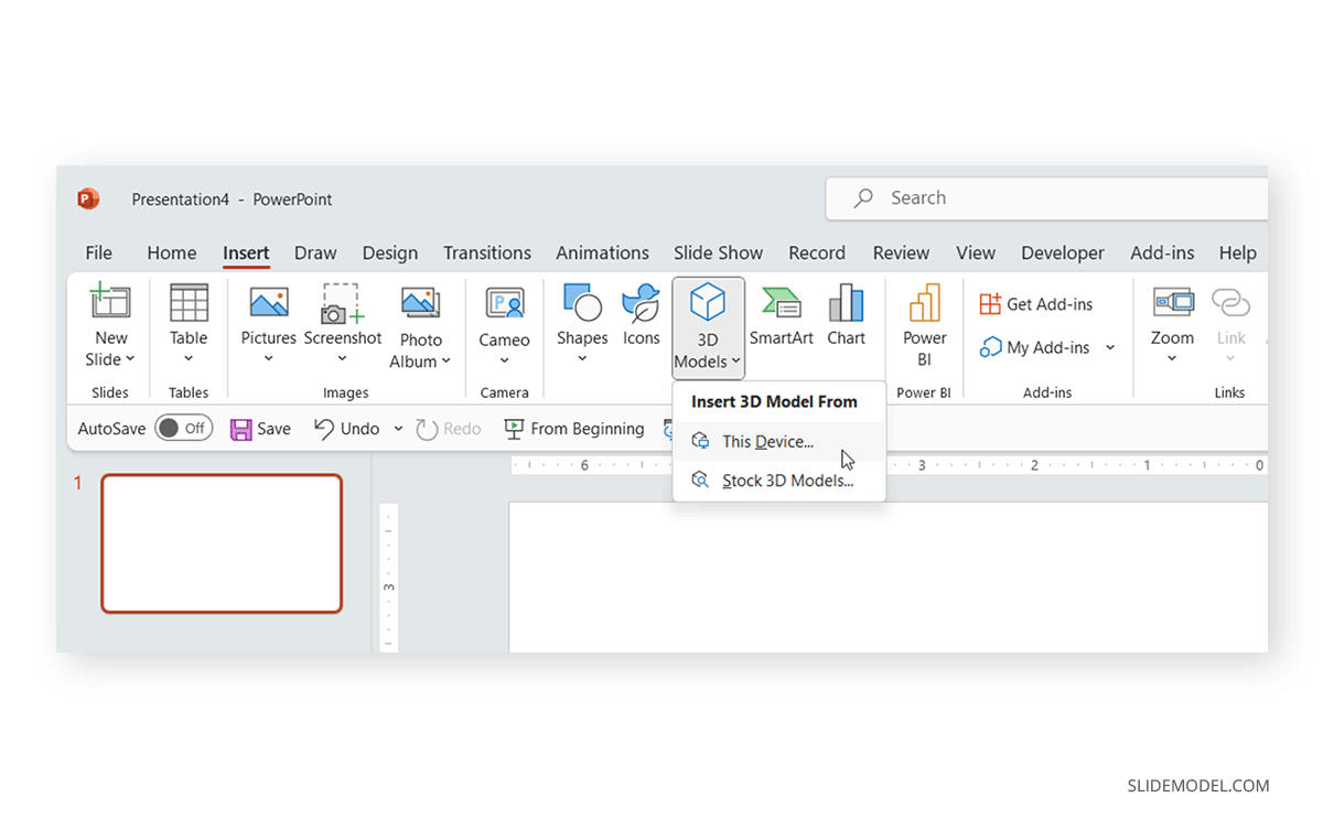 Insert 3D object into PowerPoint