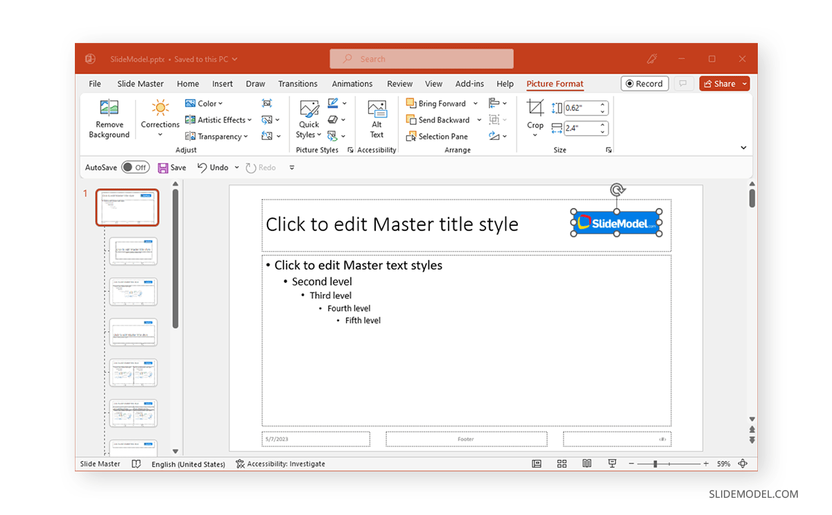 Inserted logo in PowerPoint header