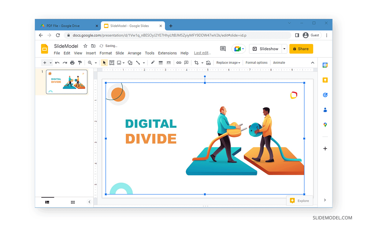 Inserting a slide from an image in Google Slides