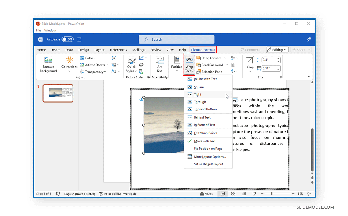 Using Wrap Text in Word