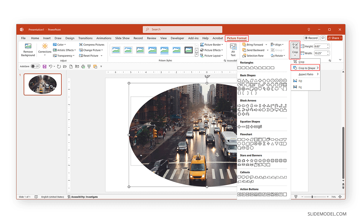 Using PowerPoint's Crop to Shape for circular format