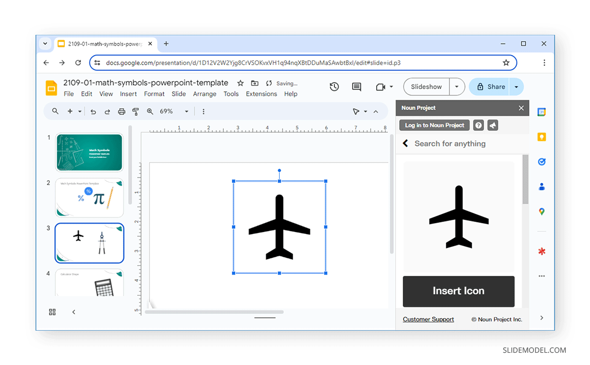 How to insert icons in Google Slides using The Noun Project extension