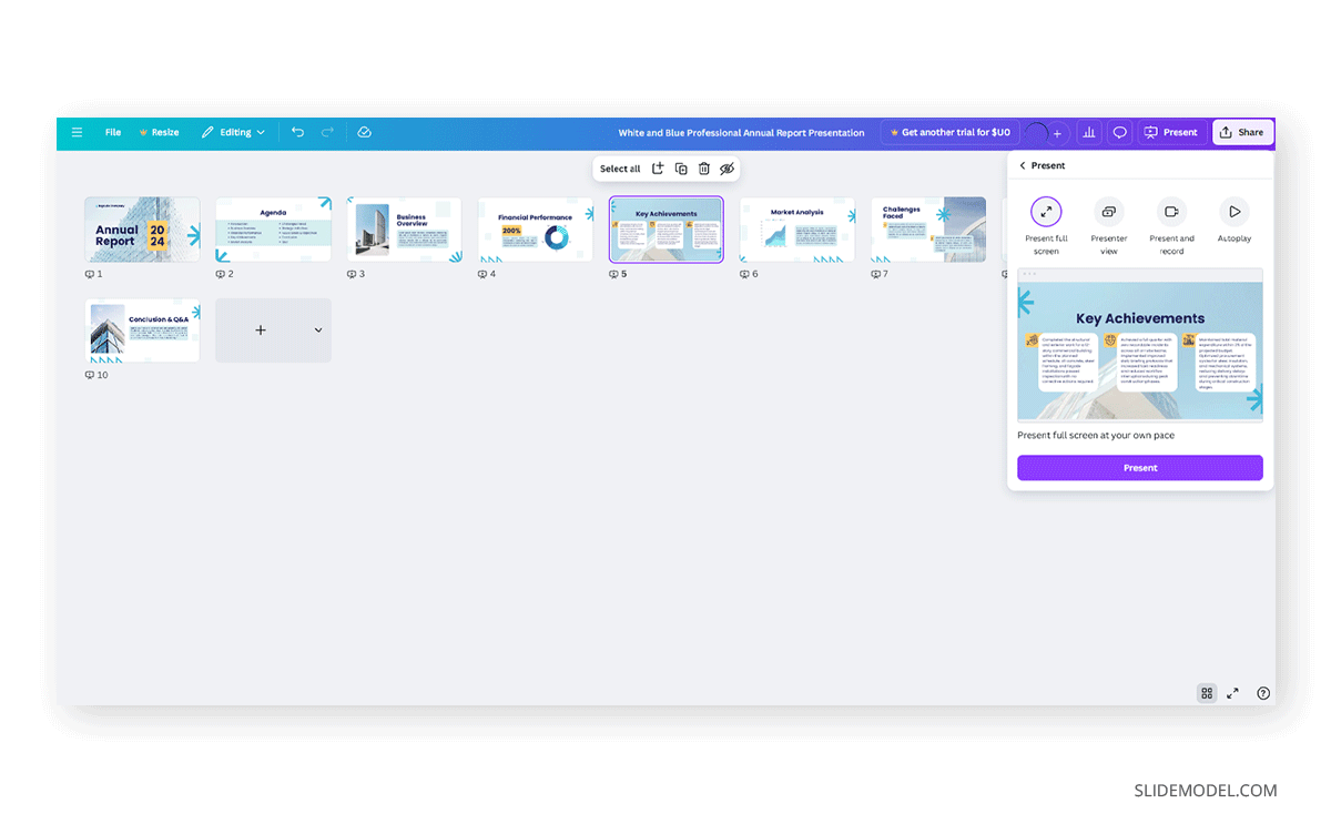 How to preview a presentation deck in Canva