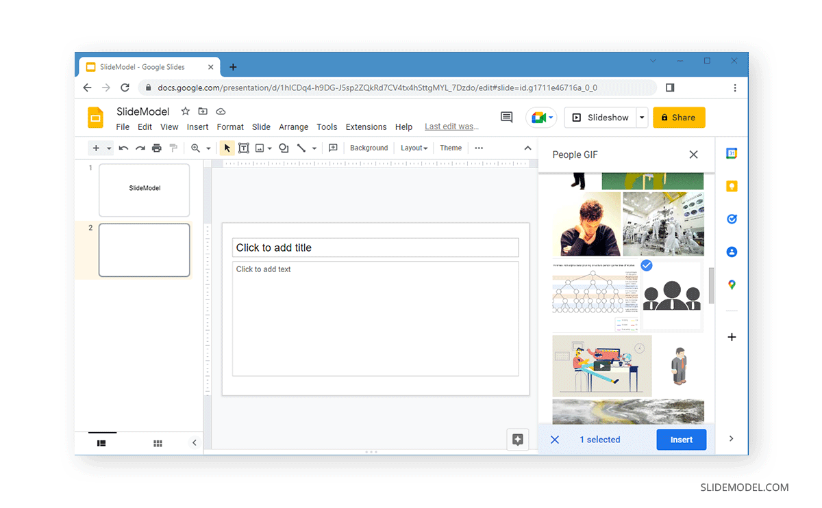 searching for a GIF file in Google Slides