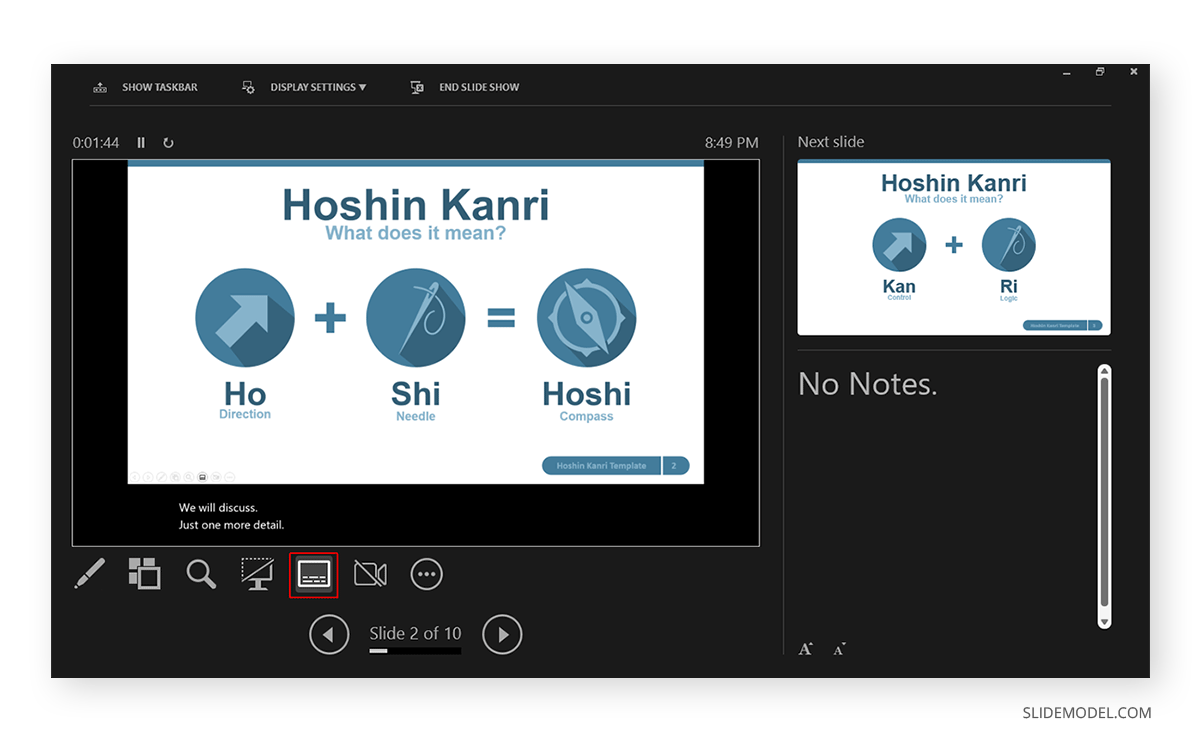 Toggle subtitles in Presenter View in PowerPoint
