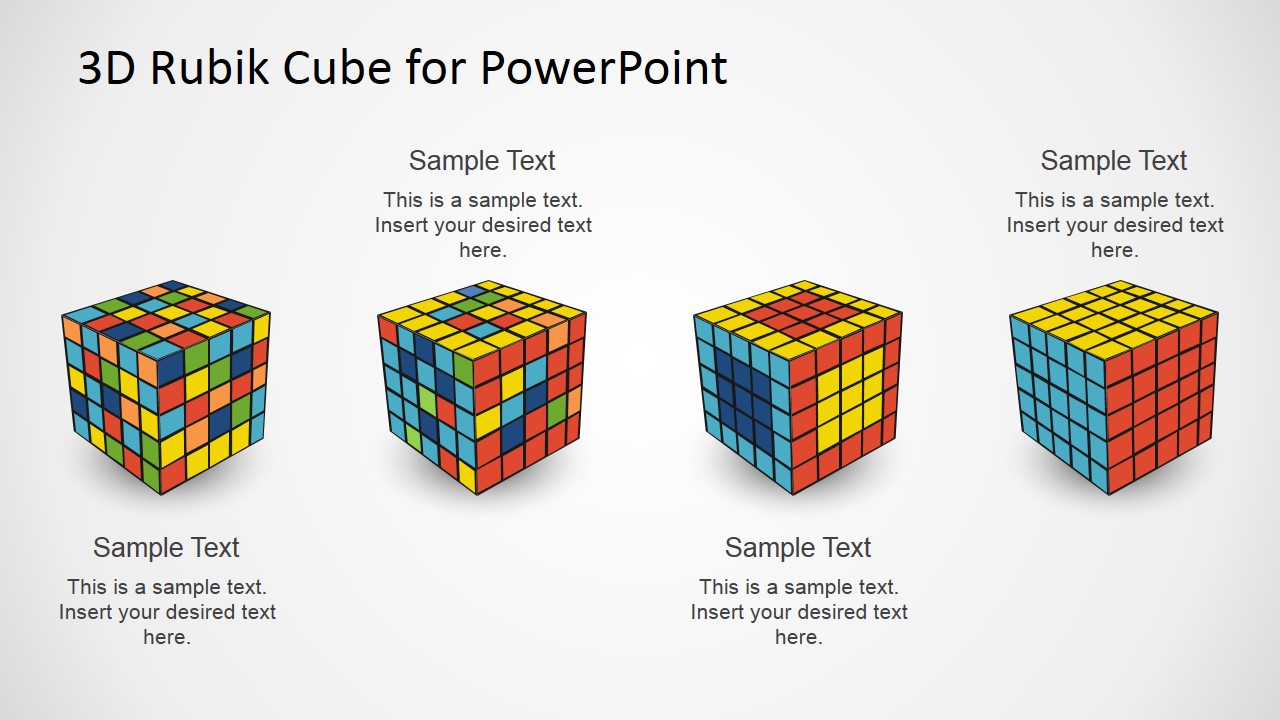PowerPoint Diagram of Four Steps Featuring Magic Cube