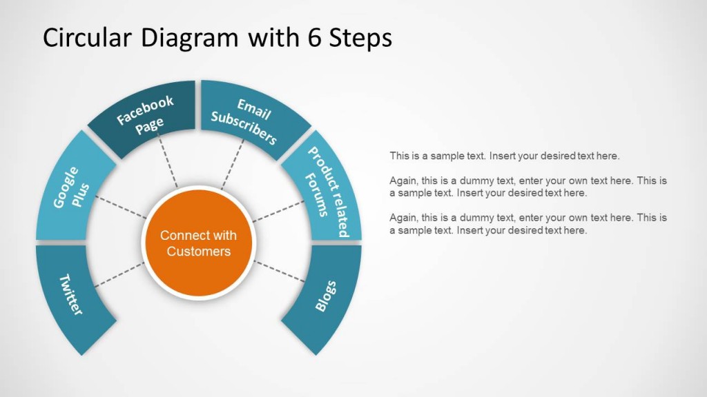Circular Diagram with 6 Boxes and Description Text Box - SlideModel