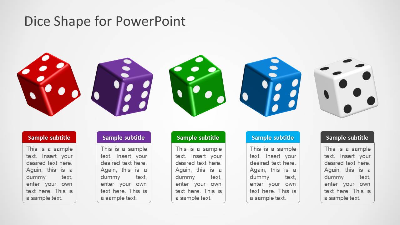 3D Dice Shapes for PowerPoint SlideModel