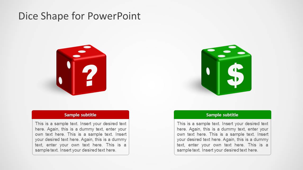 3D Dice Shapes for PowerPoint SlideModel