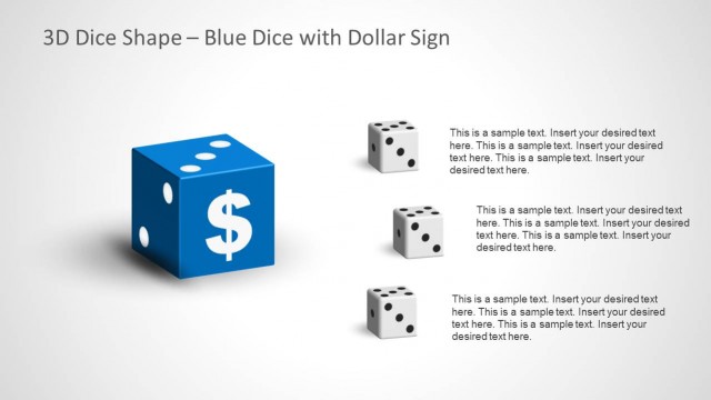 3D Dice Shape for PowerPoint with Dollar Sign