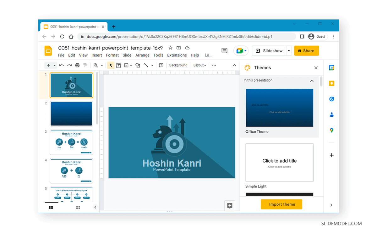 Importing a new theme into Google Slides
