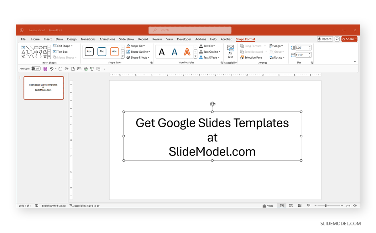 Adding a text box to a blank slide in PowerPoint