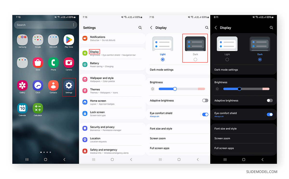 Changing apps to dark mode in Android